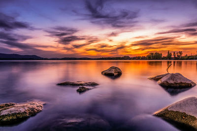 Scenic view of sea against sky during sunset