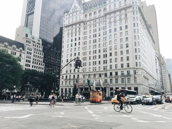 View of city street and buildings