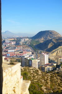 High angle view of townscape against sky