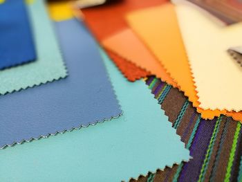 Close-up of fabric swatches