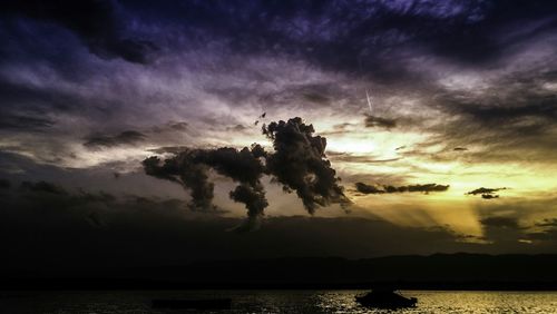 Scenic view of sea against cloudy sky
