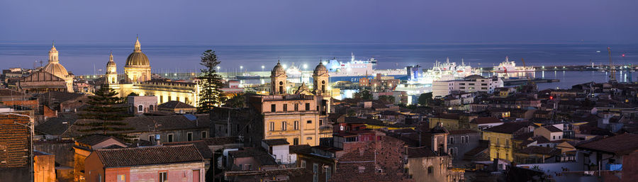 High angle view of buildings in city