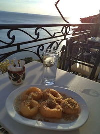 Close-up of breakfast served on table