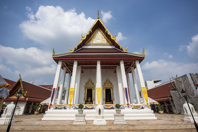 Low angle view of temple against sky