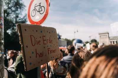 People protesting for rights on road in city