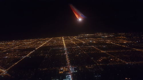 Aerial view of city at night