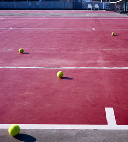 Balls on tennis court