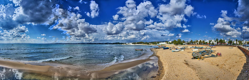 Panoramic view of beach against sky