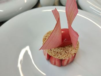 Close-up of dessert in plate on table