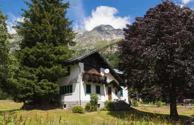 The village of macugnaga, in the italian alps near monte rosa, during a sunny day