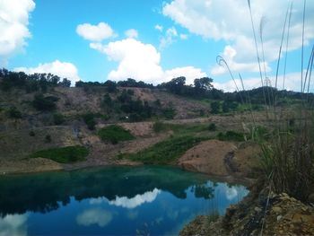 Scenic view of lake against sky