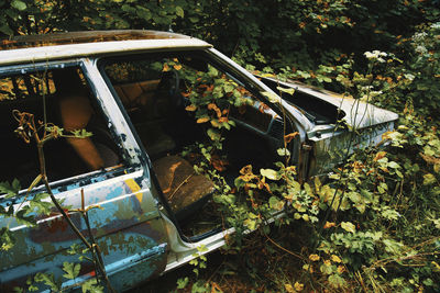 View of abandoned car