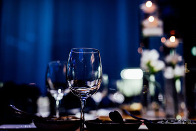 Luxury table settings for fine dining with and glassware, beautiful blurred  background. for events,