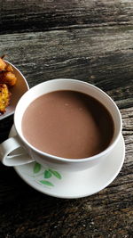 High angle view of coffee on table