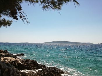 Scenic view of sea against clear sky