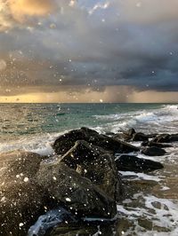 Scenic view of sea against sky during sunset