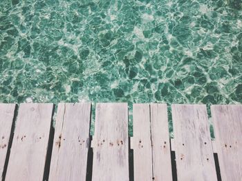 High angle view of pier over sea