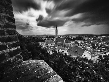 High angle view of townscape against sky