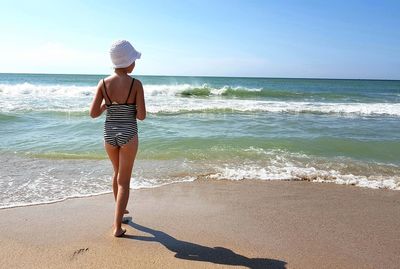 Full length of man on beach against sky