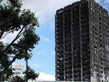 Low angle view of office building against sky