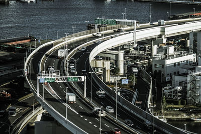 High angle view of bridge in city