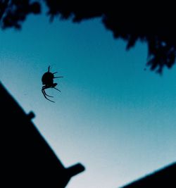 Low angle view of silhouette insect against sky