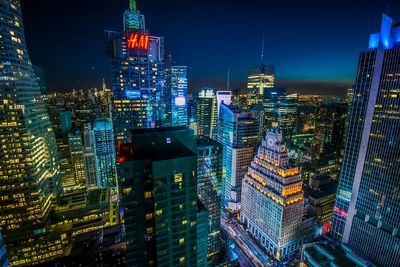 Illuminated cityscape at night