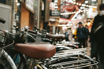 Bicycles parked on city street