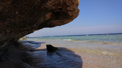 Scenic view of sea against clear sky