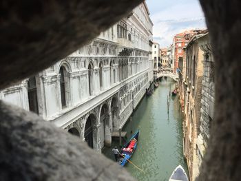 Grand canal seen through hole of bridge of sighs