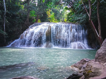 Scenic view of waterfall in forest