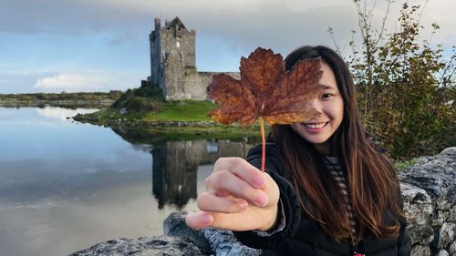 Beautiful dunvegan castle with a cute girl