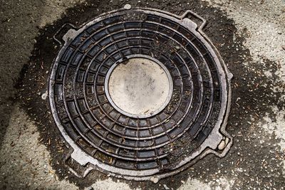 High angle view of manhole