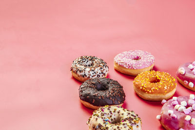 Close-up of donuts on table