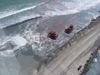 High angle view of crab on beach