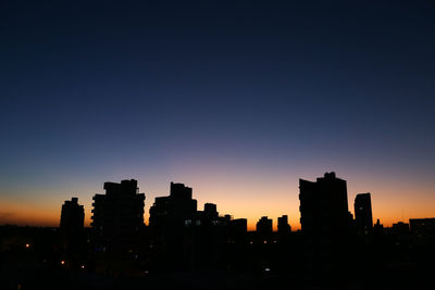 Silhouette buildings against sky during sunset