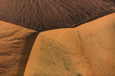 High angle view of sand dune in desert