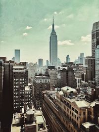 High angle view of buildings in city