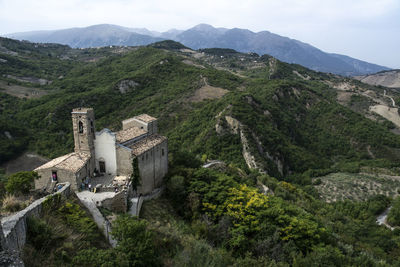 High angle view of historic building