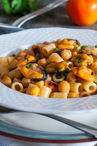 Close-up of food in plate on table