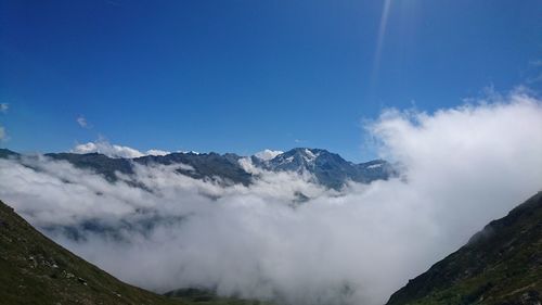 Scenic view of mountains against clear sky