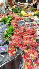 High angle view of vegetables for sale in market