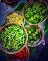 High angle view of vegetables in bowl