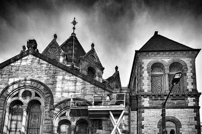 Low angle view of church against sky