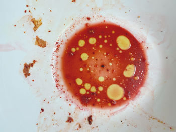 Directly above shot of soup in bowl