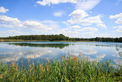 Scenic view of lake against sky