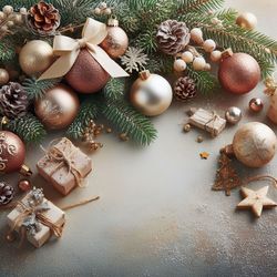 High angle view of christmas decorations on table