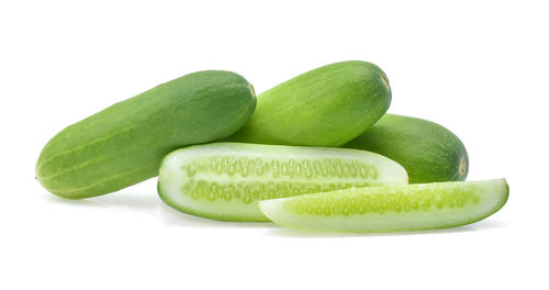 Close-up of green beans against white background