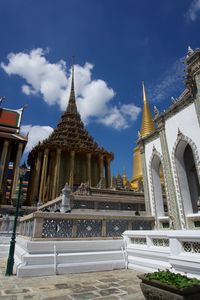 Low angle view of temple building against sky