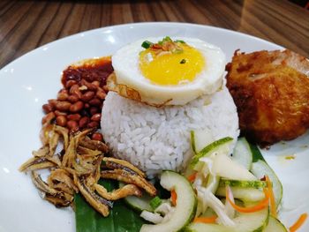 Close-up of food served in plate